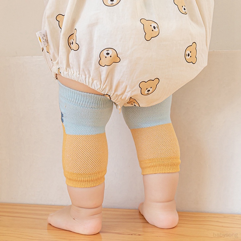 Đôi Vớ Dệt Kim Bằng Vải cotton Lưới Bảo Vệ Đầu Gối Chống Trượt Họa Tiết Hoạt Hình Dành Cho Bé Trai Bé Gái Tập Bò