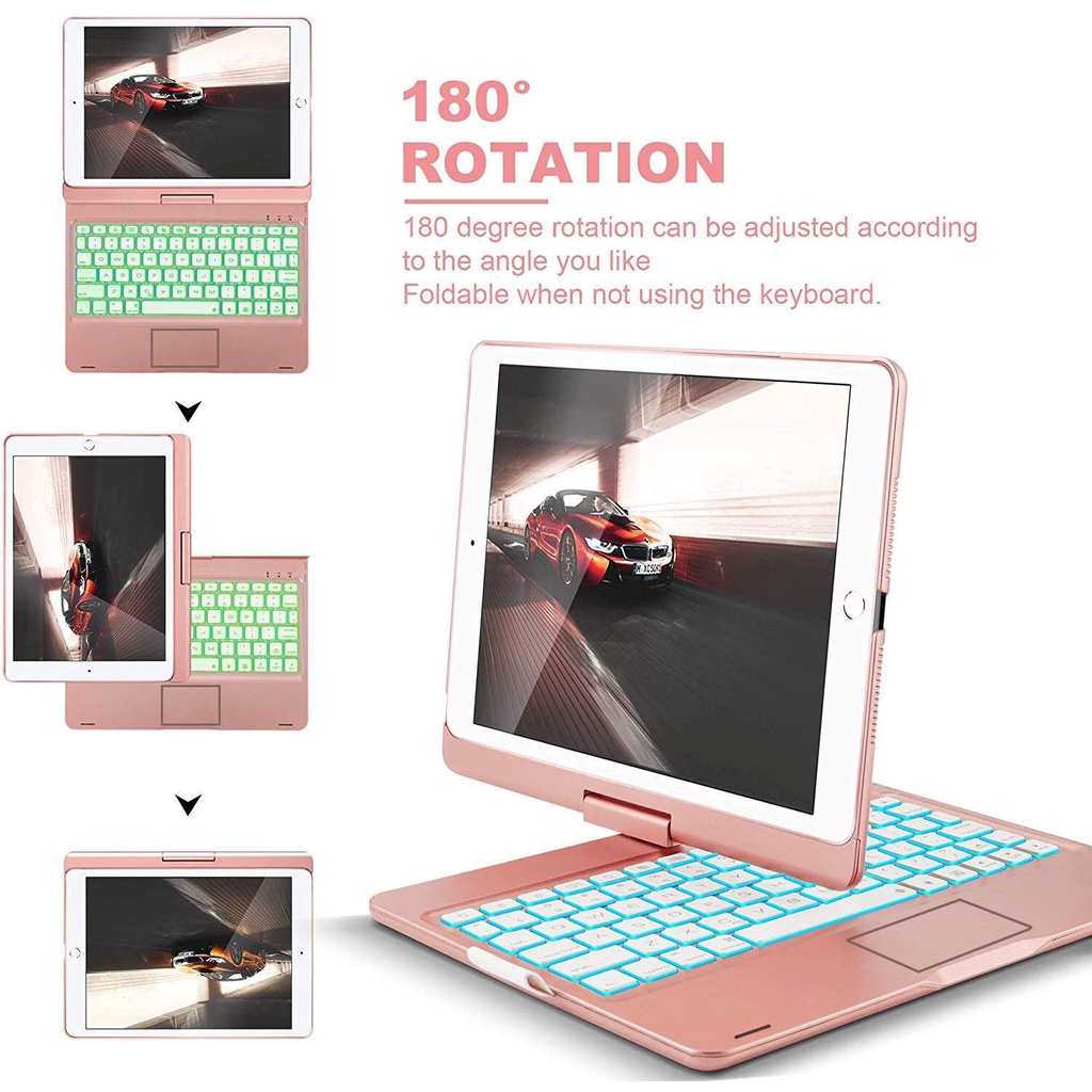 Bao Da Máy Tính Bảng Có Bàn Phím Xoay 360 Độ Cho ipad 9th / 8th / 7th gen 10.2 inch / 7 / mini 61 inch / ipad air 5 / air 4 / air 3 / mini 6