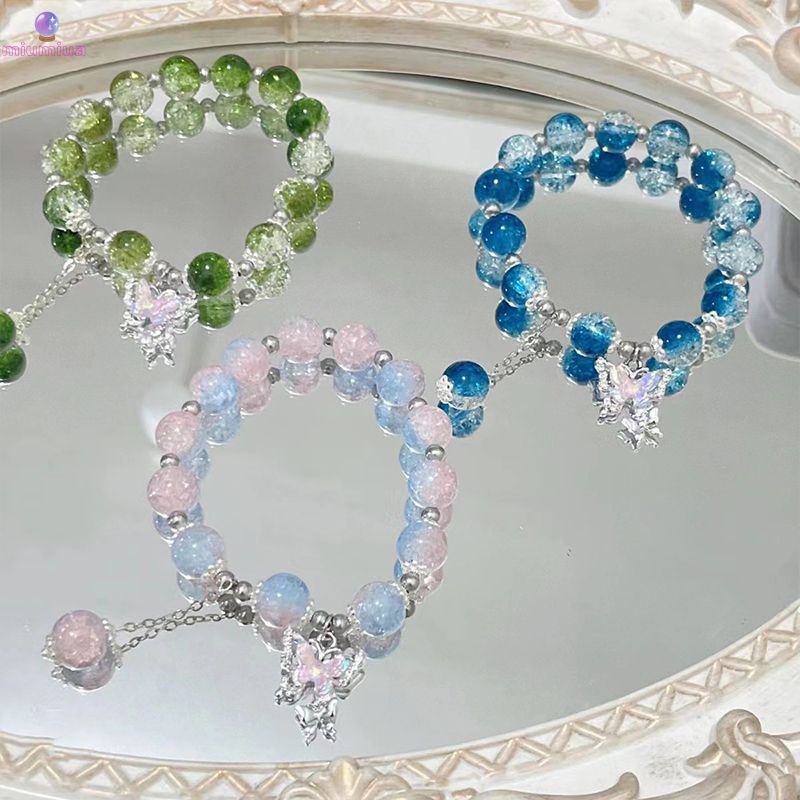 Miu🔮Vòng Tay Chuỗi Hạt Đá opal Nhân Tạo Hình Bướm Thời Trang Cho Chữ Best Friend