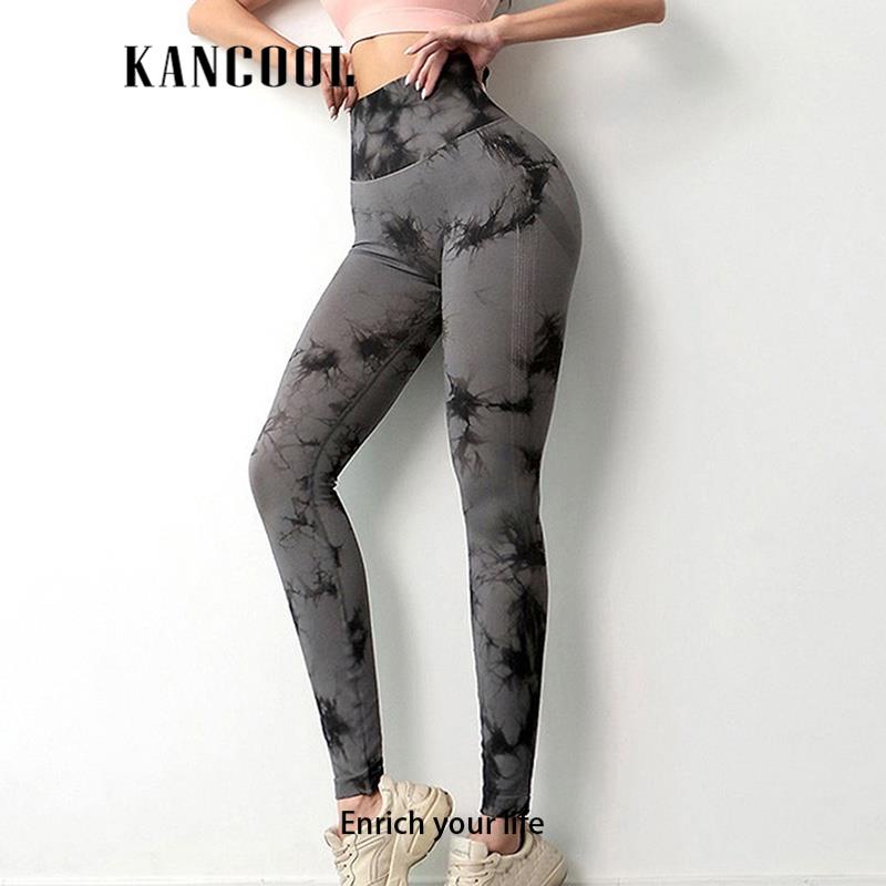 Quần legging Tập gym Lưng Cao Phối Màu Nhuộm Cá Tính Cho Nữ