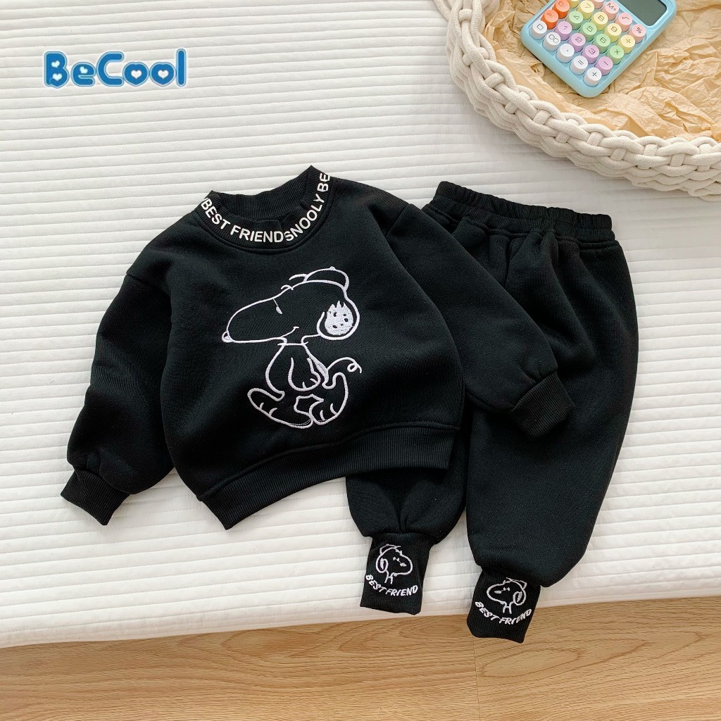 Bộ Nỉ Bông Thêu Hình Chó , Bộ Nỉ Bông Thêu Hình Chú Chó Ngộ Nghĩnh Cho Bé Từ 8-27kg BAOBAOKIDS