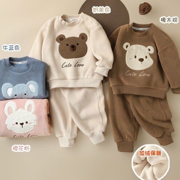 Áo Nỉ Hai Mặt Lót Lông Cừu Giữ Ấm Mùa Thu Đông Cho Bé