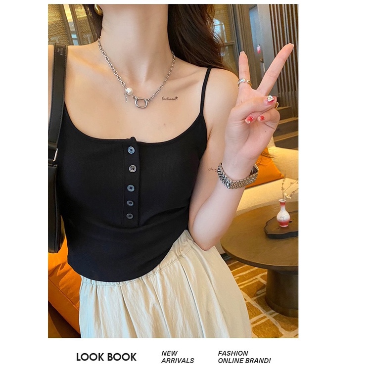 Áo tank top Hai Dây Cài Nút Sau Lưng Gợi Cảm Cho Nữ