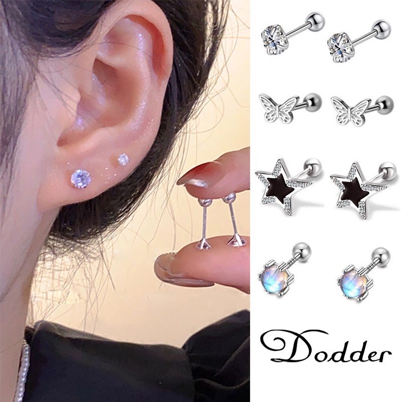 Dodder Bông Tai Hình Hoa Bướm Trái Tim Đính Đá Zircon Màu Vàng Bạc Thời Trang Cho Nữ