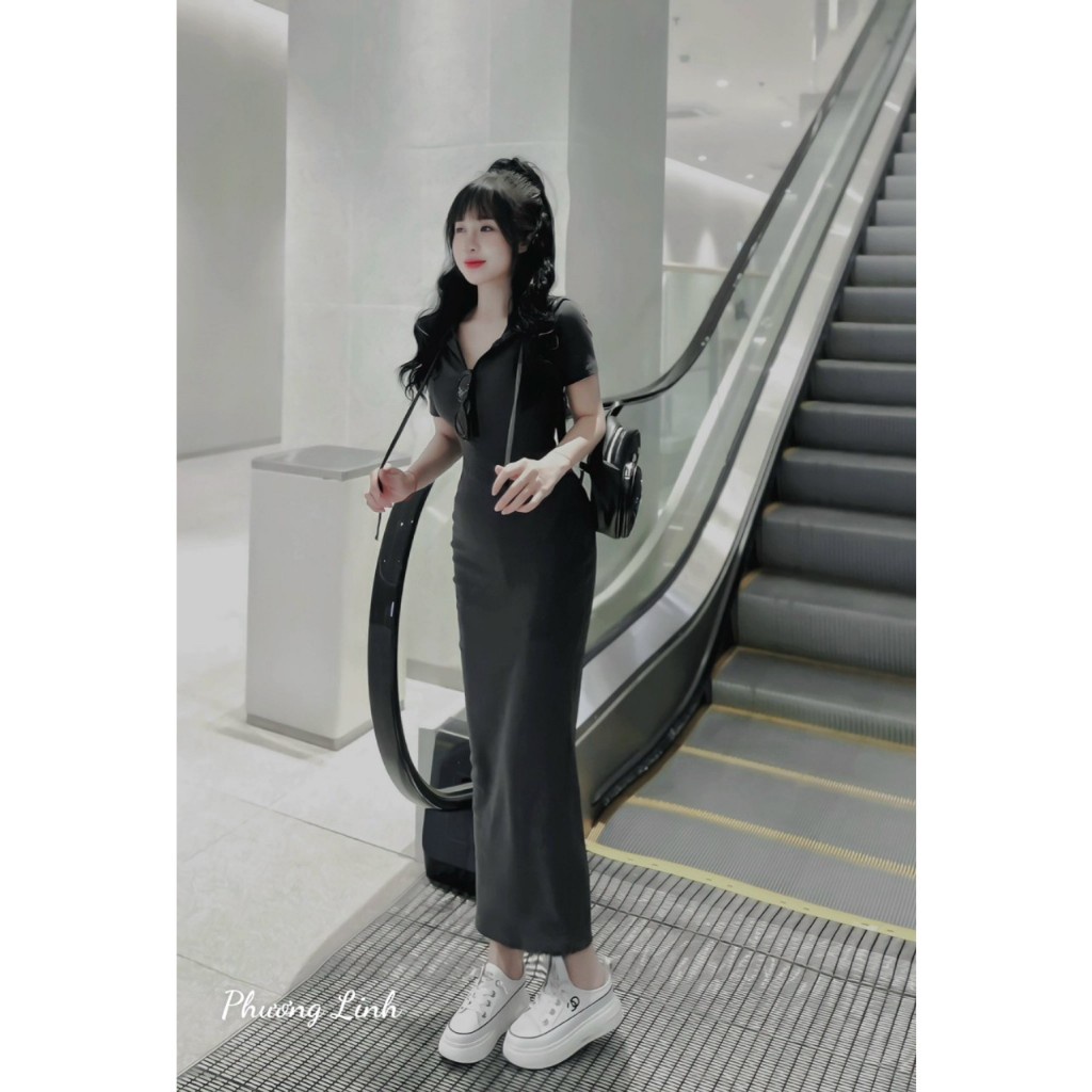 Váy body mũ dáng dài