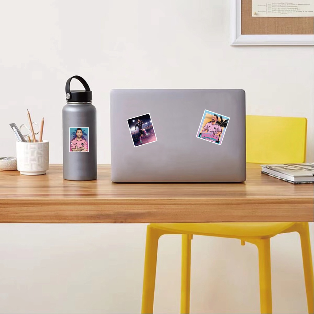 Bộ 50 Miếng Dán Chống Thấm Nước Họa Tiết graffiti inter miami cf lionel messi Cho Mũ Bảo Hiểm Xe Đạp