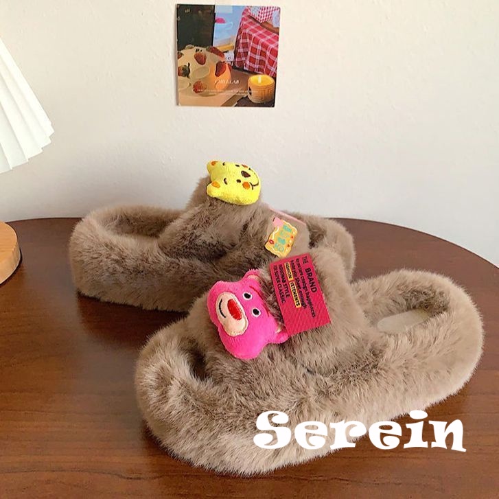 Serein  dép lông dép bông Đế Dày dép quai hậu đế cao 2023 hot trend Đường may tỉ mỉ Thể thao và thời trang Thời thượng Phong cách đơn giản FMR23B0410 44Z231103