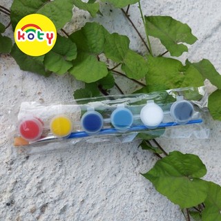 Vỉ mầu nước 6 mầu 3ml - Dây màu nước Acrylic kèm cọ vẽ