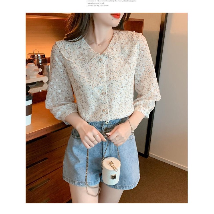 Plus Áo chiffon Nữ Tay Ngắn In Hoa Thời Trang Mùa Hè
