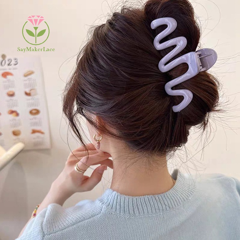 Kẹp Tóc Đuôi Ngựa Dạng Lượn Sóng Màu Kem dopamine Cho Nữ