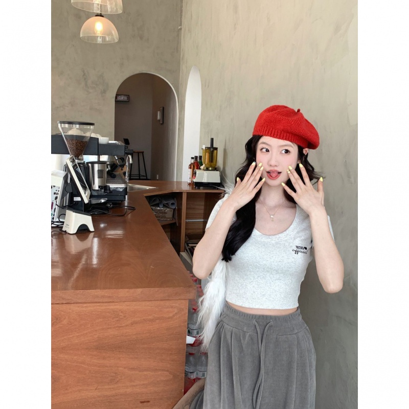 Áo baby tee Áo Thun Áo croptop Ngắn Tay Cổ Tròn Ôm Dáng Thời Trang Mùa Hè Cho Nữ