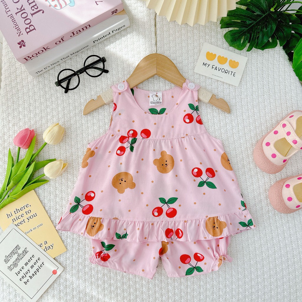 Đồ bộ mặc nhà vải tôn -Mẫu tole cài cúc vai mềm mịn mát kiểu dáng xinh xắn đáng yêu cho Bé Gái - MeGauu