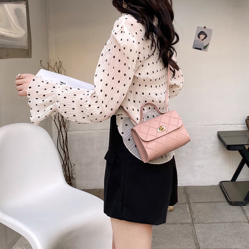 ENVIROSAX túi vuông nhỏ kim cương phiên bản Hàn Quốc túi nhỏ xách tay thời trang túi đeo chéo một vai Maillard Style