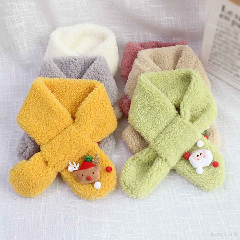 Khăn Choàng Len Cừu Dày Giữ Ấm Họa Tiết Hoạt Hình Dễ Thương Cho Bé Gái