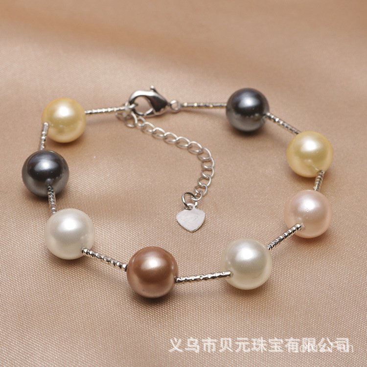 Thời Trang Vòng Tay Vỏ Sò Đính Hạt Ngọc Trai Đơn Giản Phong Cách Hàn Quốc