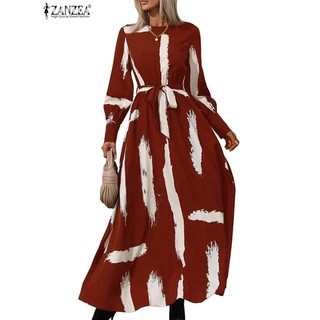 Zanzea Đầm Nữ Dài Tay Cổ Tròn Form Dài Thời Trang Hàn