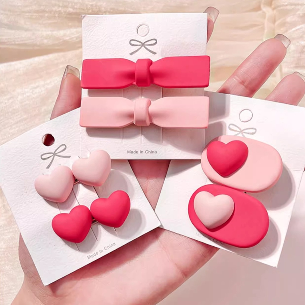Kẹp Tóc Hình Trái Tim Màu Hồng Dễ Thương Cho Nữ
