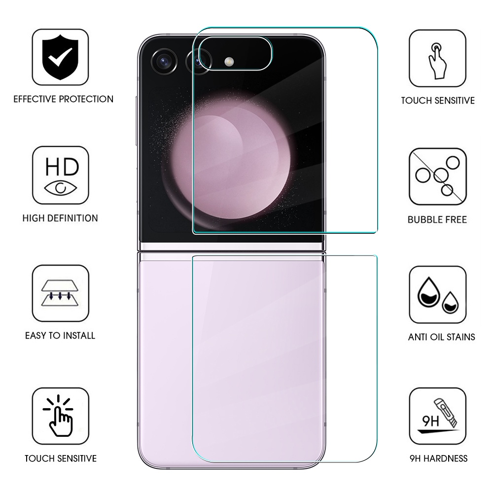 Set 2 Kính Cường Lực Bảo Vệ Màn Hình / Mặt Trước / Sau Chống Trầy Xước Cho samsung galaxy z flip 5