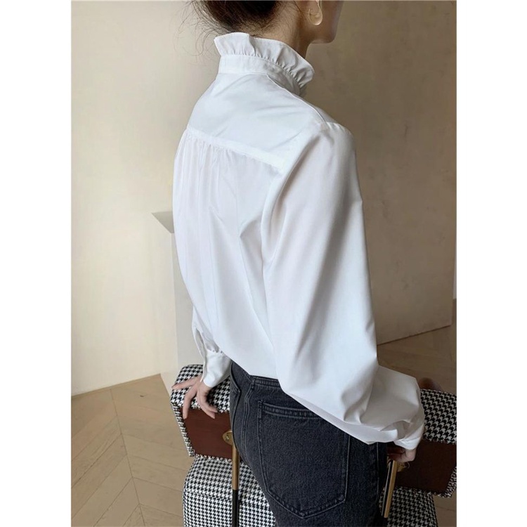 Áo Sơ Mi Trắng Dài Tay Dáng Rộng Phong Cách Phương Tây Thời Trang Thu Đông Cho Nữ