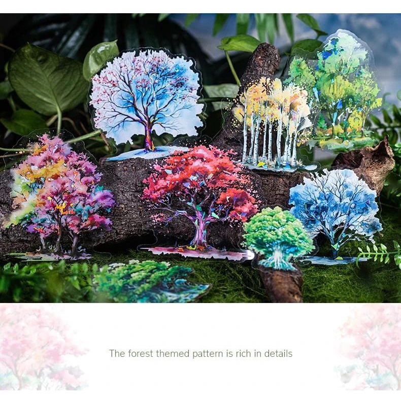 Jianwu Set 10 Tấm Nhãn Dán Hình Cây Cối Lá Lắc Hạt Vỏ Sò Nhẹ Nhàng Sáng Tạo diy