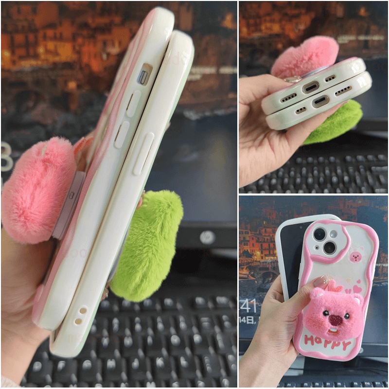 Ốp lưng Xiaomi Mi 14 13T 13 12 12X 12S 11 Lite POCO M3 X3 NFC Pro Redmi Note 10 10S 9 9S 8 8A 7 Cute Wavy Cream Edge Loppy Frog beaver 3D Plush Cartoon Support Full Fine Hole Airbag Anti-fall Soft Phone Case NY 74