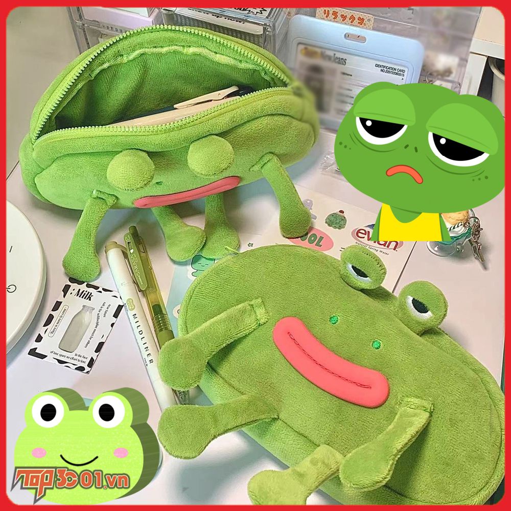 Ếch Dễ Thương Sang Trọng Túi Đựng Hình Hoạt Hình Công Suất Lớn Sinh Viên Văn Phòng Phẩm Túi Bảo Quản-top3C01