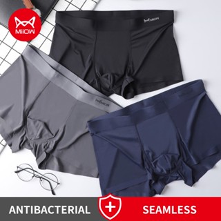 Miiow Bộ 3 Quần Lót Boxer Lụa Lạnh Không Đường May Kháng Khuẩn Cho Nam m1221