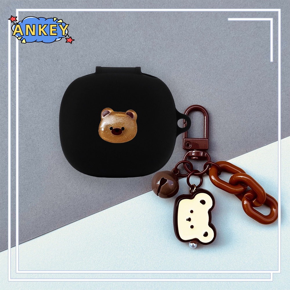 For JBL Live Free2 / Pro 2 / W300 / Wave Flex Earphone Silicone Case Bread Brown Earbuds Soft Protective Headphone Cover Headset Skin with Pendant