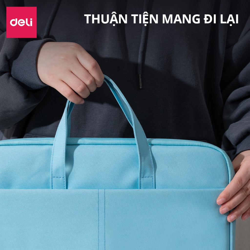 Túi Đựng Laptop Deli 14-16 inch Thiết Kế 2 Ngăn Chống Sốc, Khóa Kéo Mượt Mà, Đựng Tài Liệu, Giấy Tờ, Dễ Dàng Mang Đi Lại