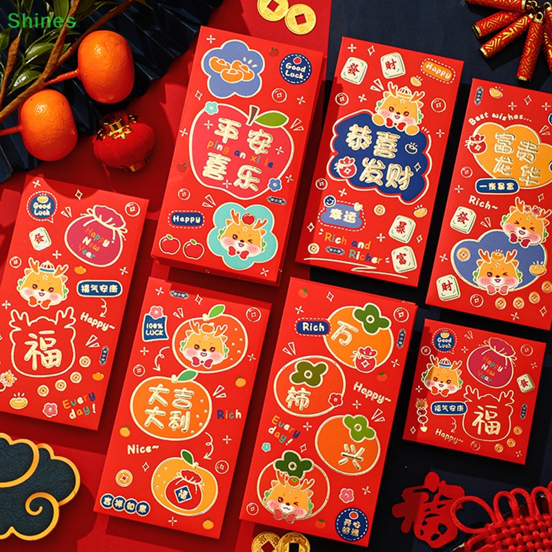 Shines Bộ 6 Bao Lì Xì Hình Rồng Đỏ May Mắn Cho Năm Mới 2024 vn