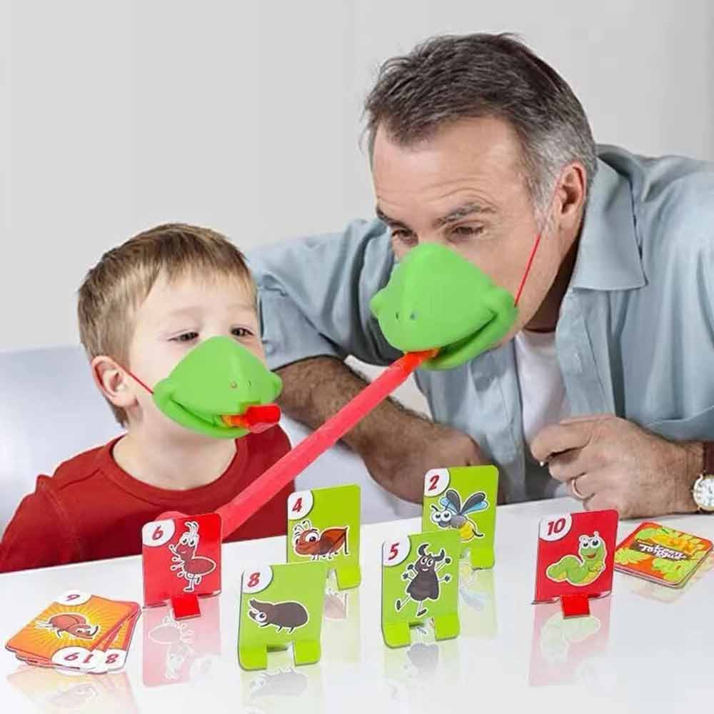 Lizard Mask Take Card Tongue Tic-Tac Chameleon Tongue Funny Board Game For Family Party Toy