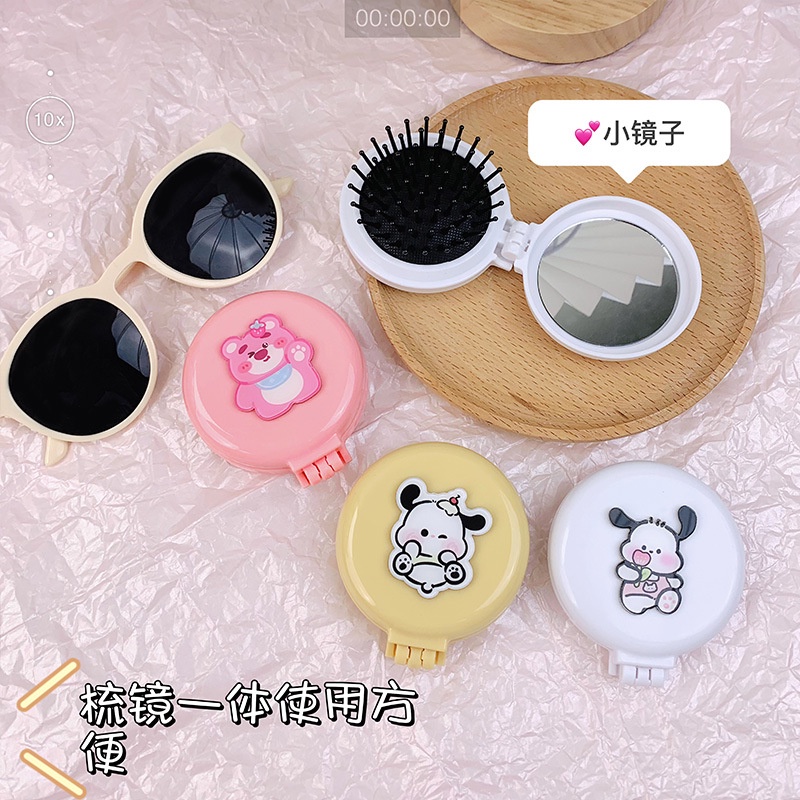 SANRIO KUROMI MELODY Lược Cầm Tay Gấp Di động Viên Nén Khí Nhỏ Lược Hoạt Hình Dễ Thương Lược Massage Nữ Mini Đệm Hơi Cho Trẻ Em -top3C01