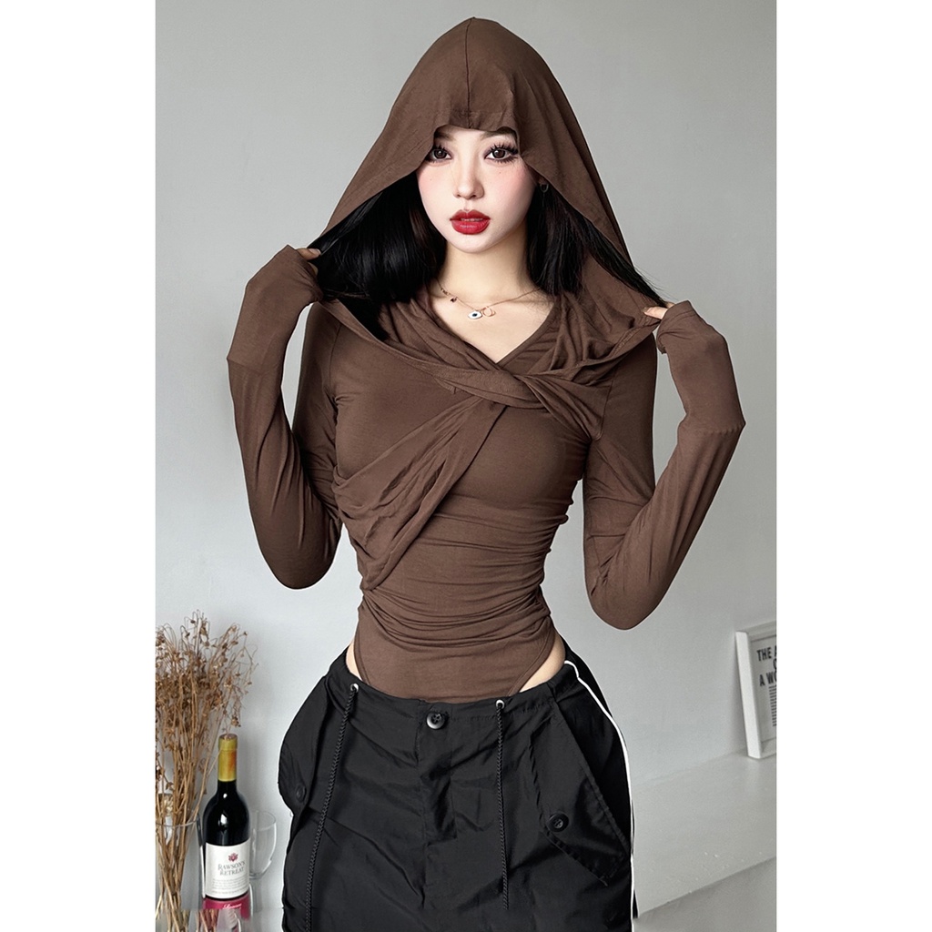 Mmiot Bộ Áo Liền Quần Dài Tay Có Mũ y2k Thời Trang 2024