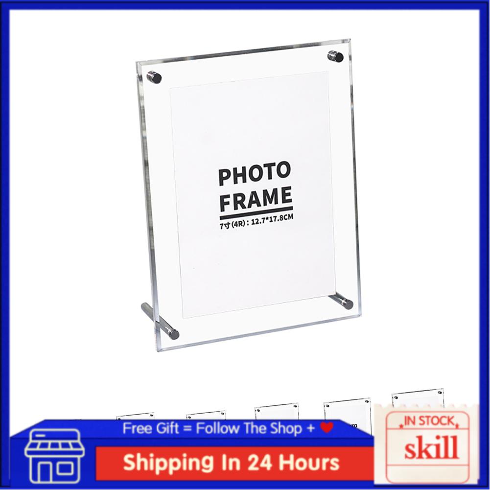 Skill Transparent Photo Frame Acrylic Picture to Display Certificates and Photos with Metal Rack