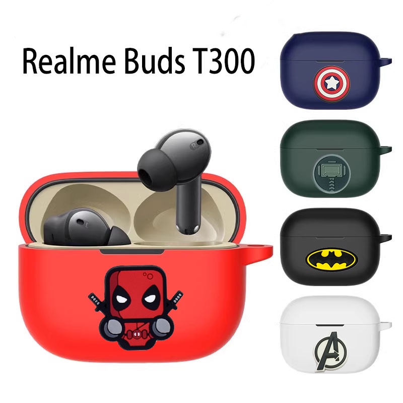 Vỏ hoạt hình silicon chống rơi cho Realme Buds T300 Vỏ bảo vệ cho Realme Buds T300 Funda Shell có mó