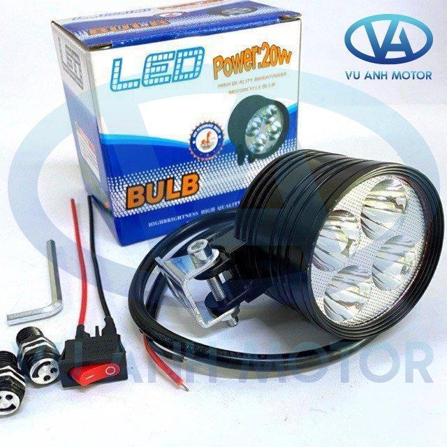 ĐÈN TRỢ SÁNG L4 NGẮN 20W 1 CHẾ ĐỘ KÈM CÔNG TẮC GẮN CHO CÁC DÒNG XE MÁY