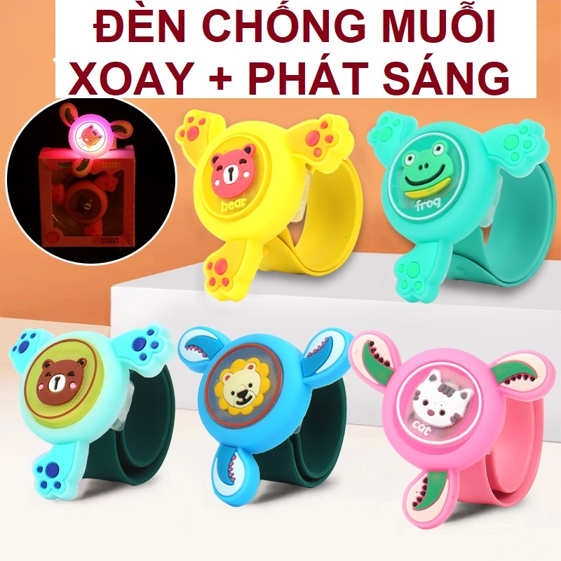 Đồng hồ xoay vòng tinh dầu chống muỗi đeo tay có đèn phát sáng hoạt hình dễ thương quà tặng cho bé