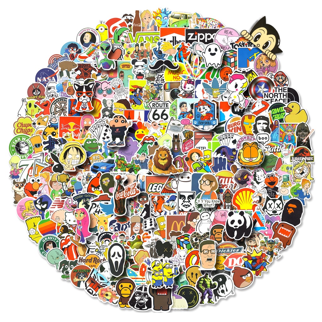 Bộ 300 / 200 / 100 / 50 Miếng Dán Chống Thấm Nước Họa Tiết graffiti Hợp Thời Trang Trang Trí Nón Bảo Hiểm