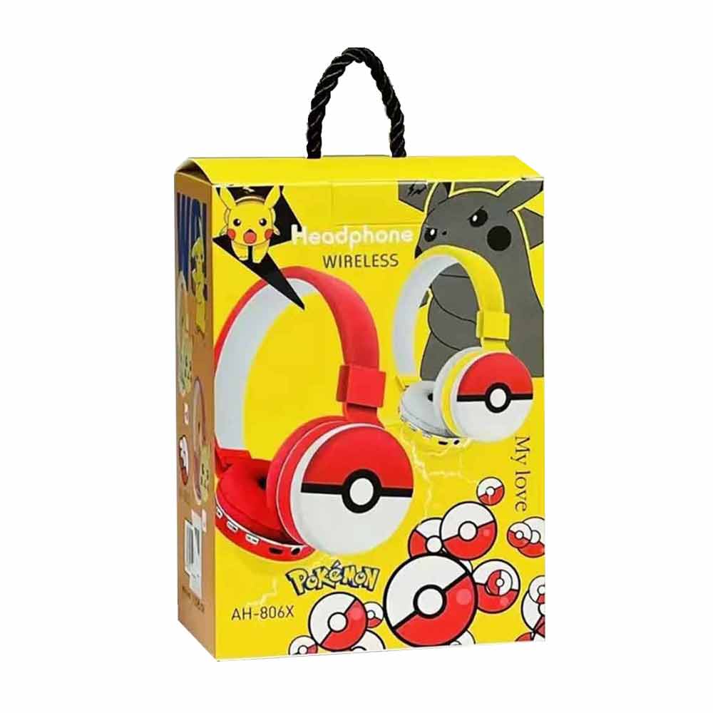 Pokemon Pikachu Bluetooth Headphone Wireless Headset Stereo Earphone Mic yellow