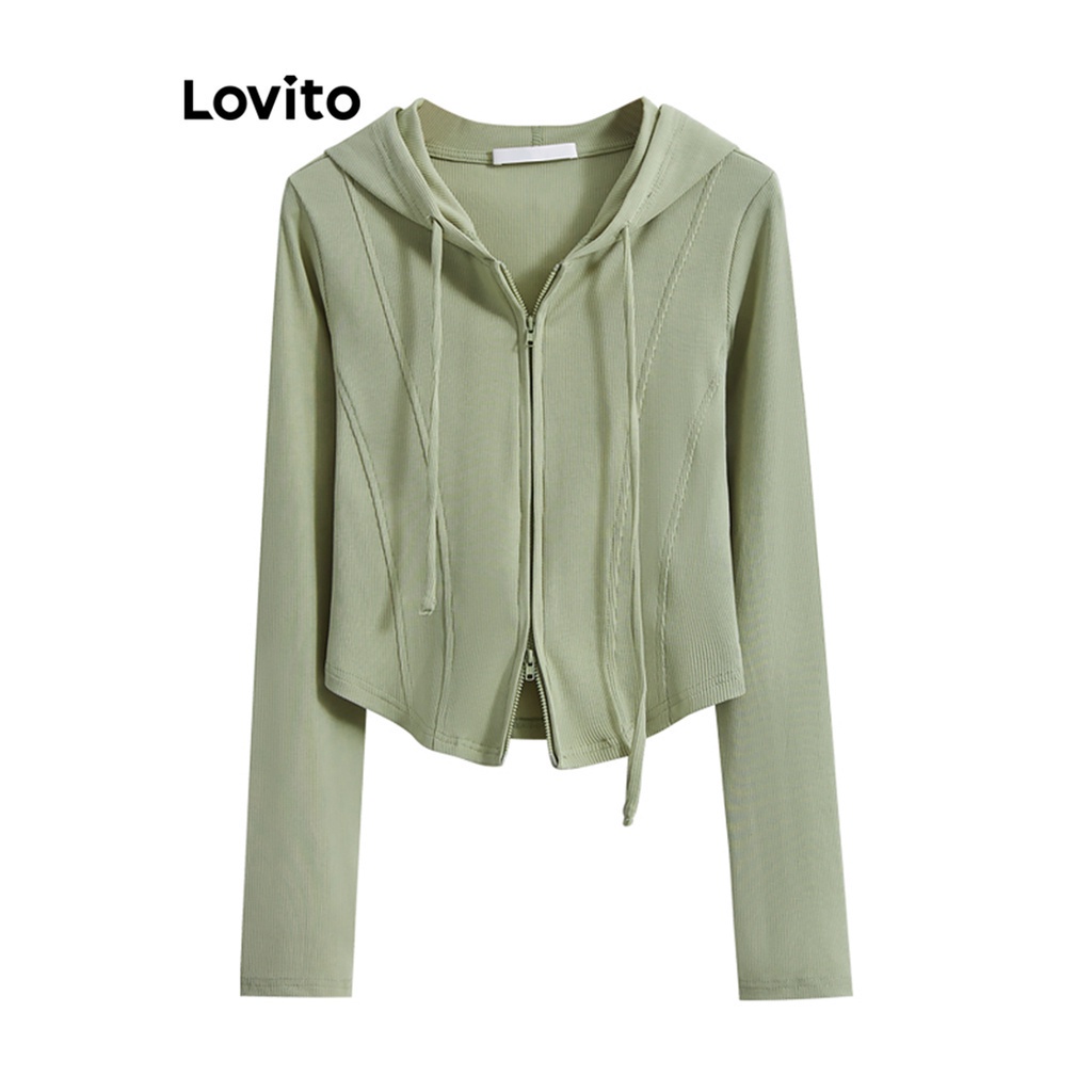 Áo khoác Lovito khóa kéo màu trơn thường ngày cho nữ LNE17161 