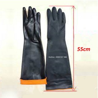 Găng tay cao su đa năng chống axit mạnh , chịu dầu ,chống hóa chất bảo hộ lao động dài 55cm