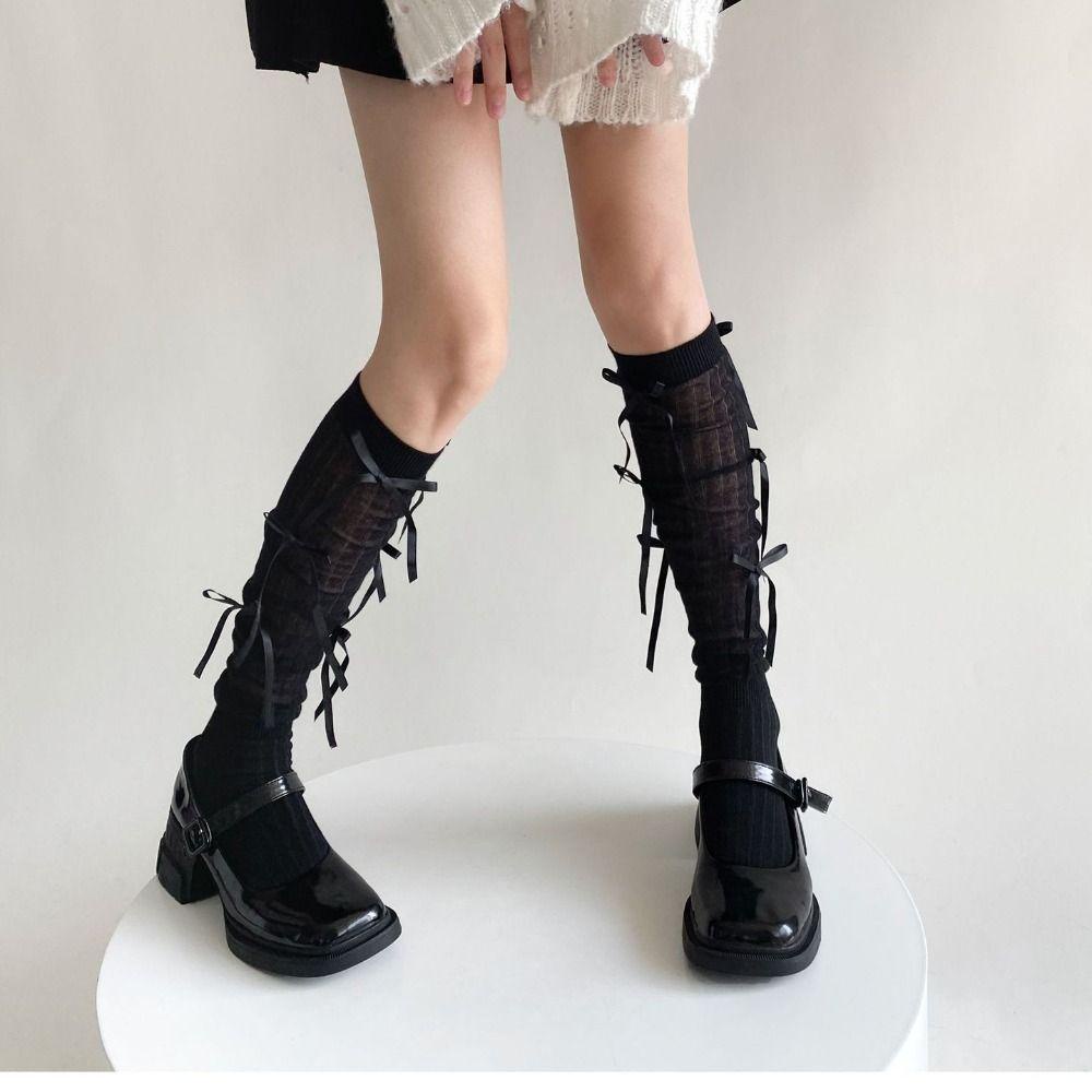 Yveta Vớ Dài Qua Gối Gắn Nơ Phong Cách lolita Ngọt Ngào Cho Nữ jk