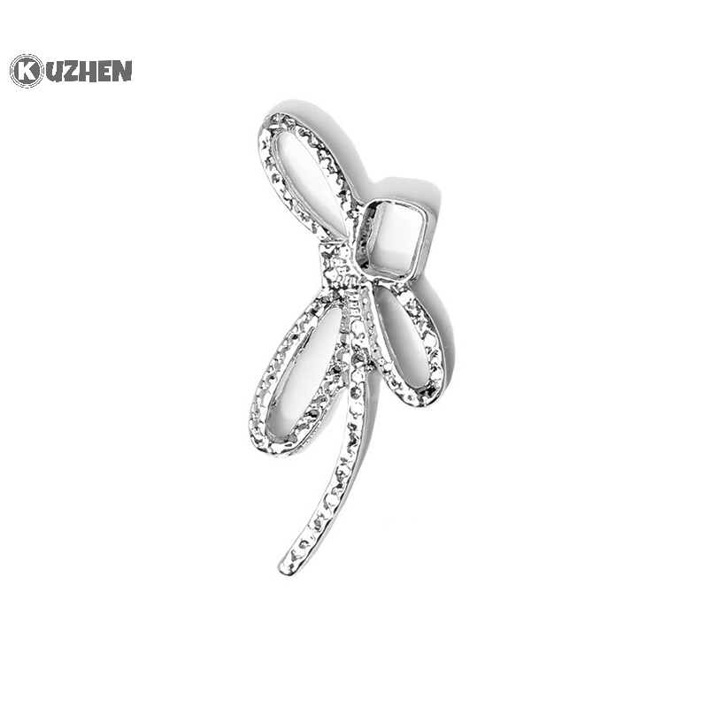 Set 10 Phụ Kiện Trang Trí Móng Tay 3d Màu Vàng / Bạc Hình Nơ