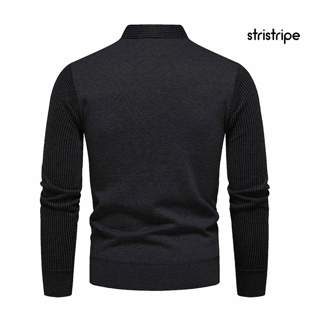 Áo Len Đan Mềm Mại Họa Tiết Sọc Hai Mảnh Cài Nút Dáng Ôm Cho Nam