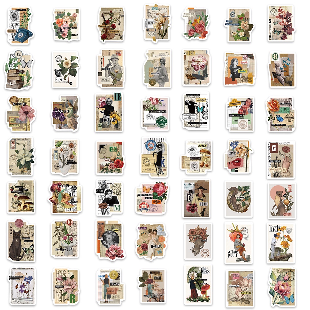 Set 53 Nhãn Dán Trang Trí Mũ Bảo Hiểm / Bút Chì Họa Tiết graffiti vintage Chống Thấm Nước