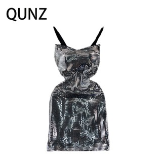 Qunz Đầm Hai Dây Đính Kim Sa Lấp Lánh Gợi Cảm Thời Trang 10024