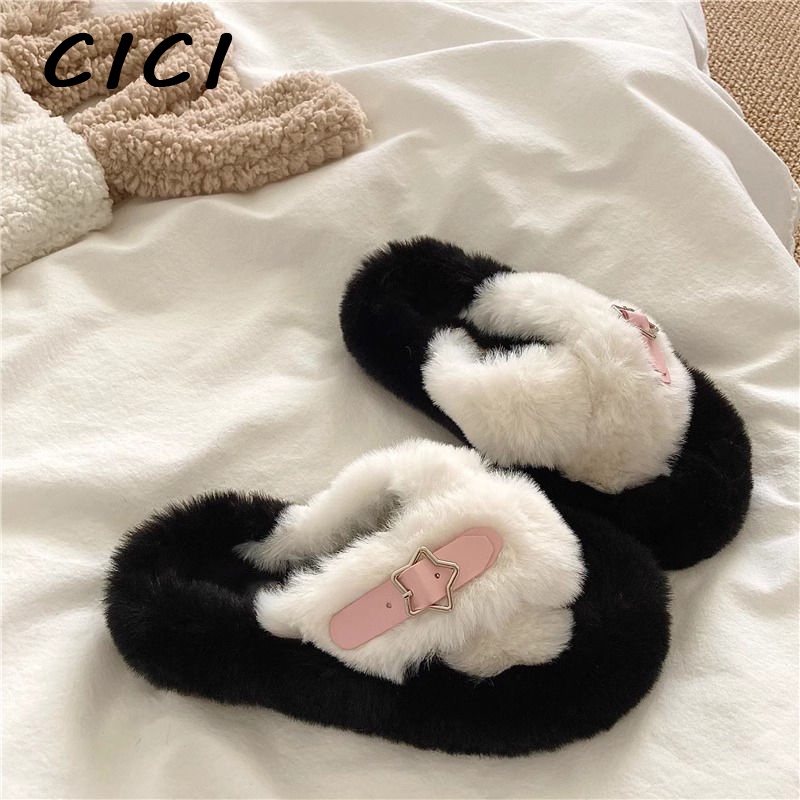 CICI dép nữ dép lông dép sandal nữ dép bánh mì Kiểu dáng độc đáo Thấm hút mồ hôi Hợp thời Cá tính FDL23C08YA 50Z231211