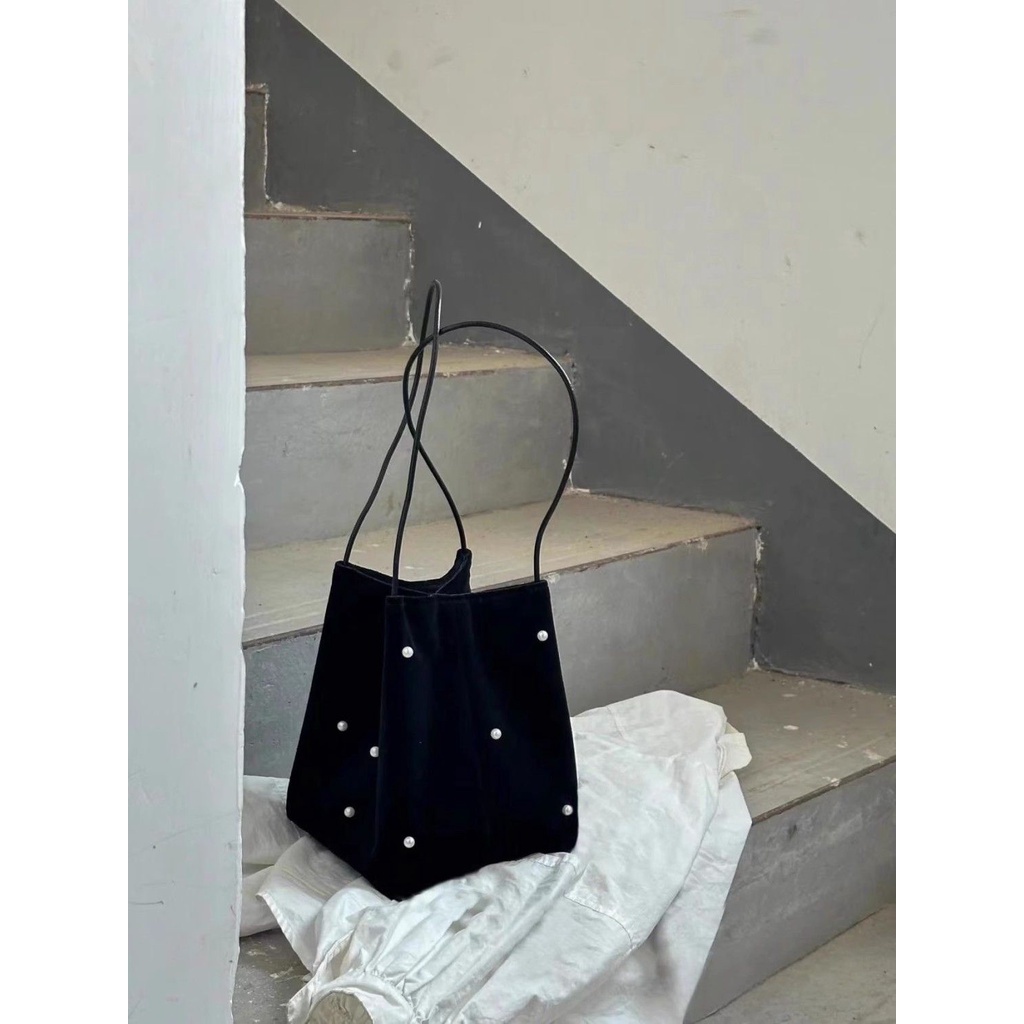 Túi Xách Đeo Vai Đan Len Màu Đen Dung Tích Lớn Phong Cách Trung Hoa Thời Trang Thu Đông Hàng Mới 2023 Dành Cho Bạn Nữ