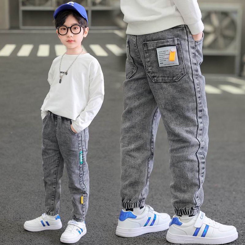 SUPER KIDS Quần Jean Dài Dáng Rộng Phong Cách Hàn Quốc Thời Trang Cho Bé Trai