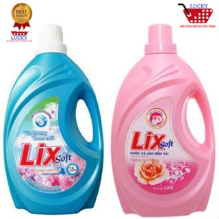 Nước xả vải Lix Soft 3,6l - Hương hoa hồng đậm đặc lưu hương dài lâu tiết kiệm hương thiên nhiên dịu nhẹ